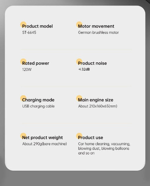 Car Mounted Mini Wireless Vacuum Cleaner for Both Dry And Wet Use, High-Power Portable High Suction  - Brushless Motor_7