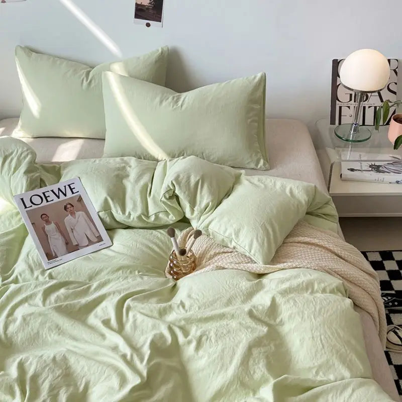 Duvet Cover Simple Modern Washed Skin-friendly Comfortable Bedroom Quite Covers Household Students Textile King Queen Size Ins