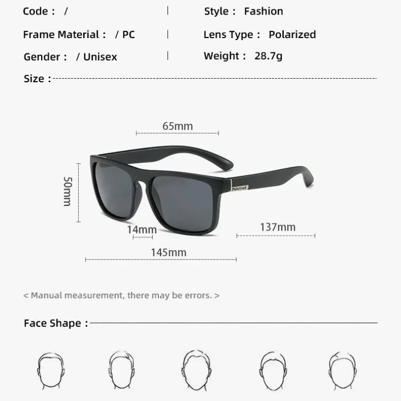Polarized Fashion Sunglasses Square Vintage